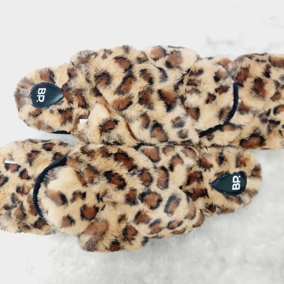 bp Shoes - NEW BP. Bundle Of Two Sophie Brown Leopard Faux Fur Criss Cross Slippers S131